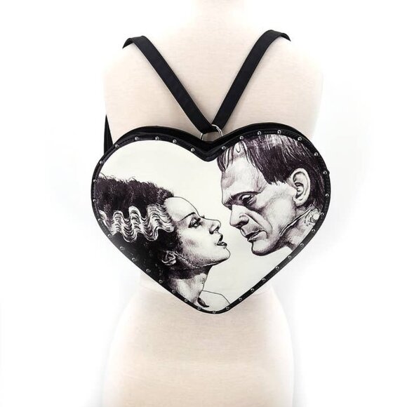 SPOOKYVILLE CRITTERS - Frankenstein and Bride Heart Convertible Crossbody - Picture 4 of 5